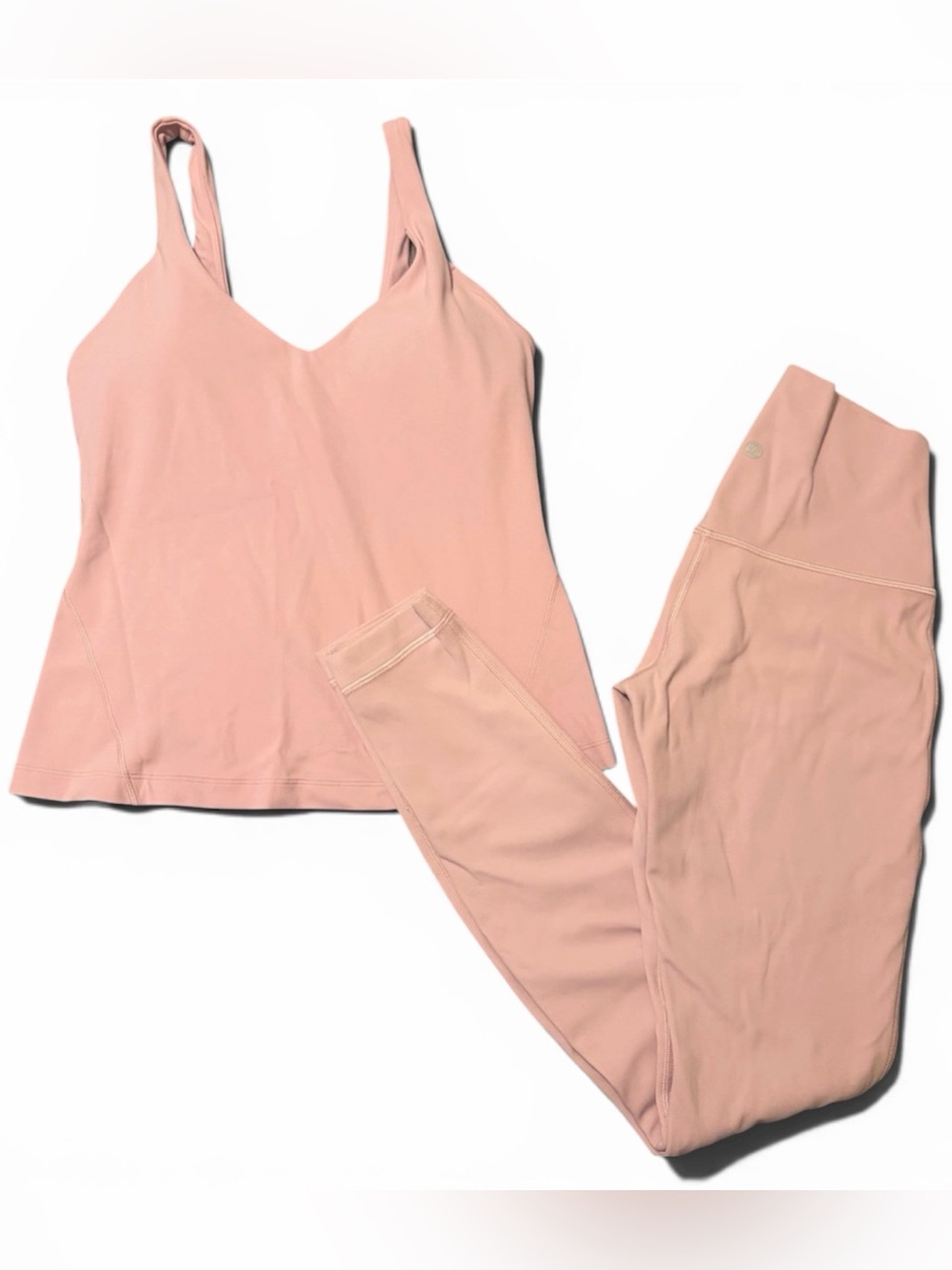 Lululemon Light Pink (Pink Peony) Set, Align 28” Leggings (4) and Align Tank (6)